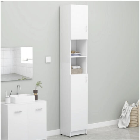 vidaXL Badschrank Weiß 32x25,5x190 cm Ingenieurholz