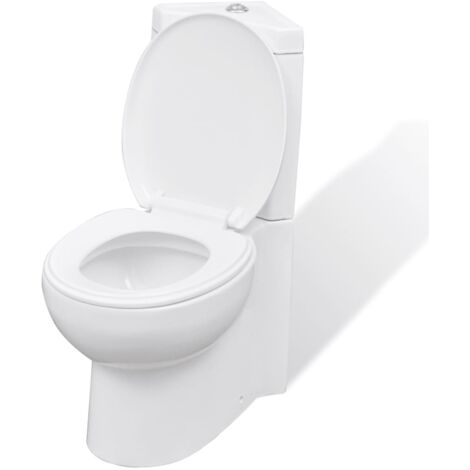 Ecktoilette aus Keramik für Badezimmer Weiß
