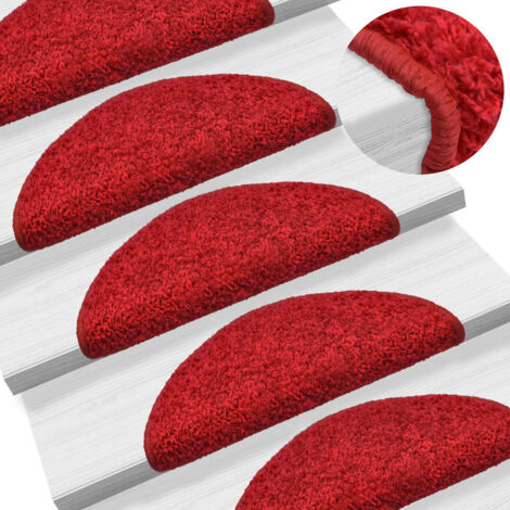 vidaXL Stair mats Rectangular 15 pcs Red 56 x 17 x 3 cm