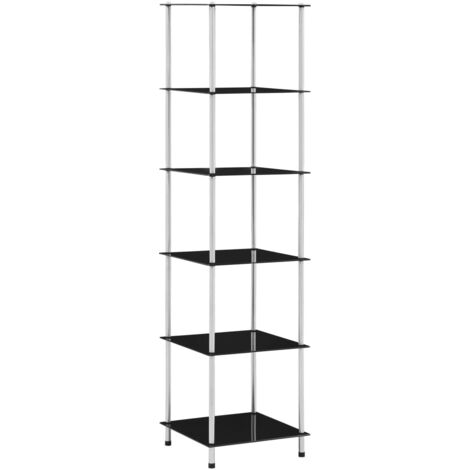 vidaxl Regal 6 Ebenen Schwarz 40x40x160 cm Sicherheitsglas