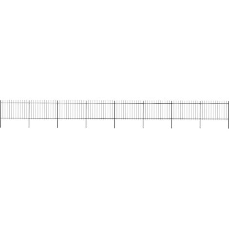 Gartenzaun mit Lanzenspitzen Stahl 13,6 x 1,2 m Schwarz