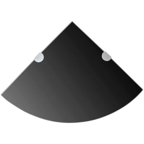 vidaXL 2 Stück Eckregale mit Chromhaltern Schwarz Glas 35x35 cm