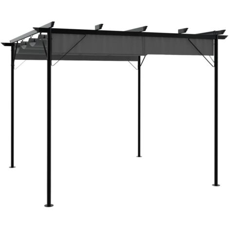 vidaXL Pergola mit Ausziehbarem Dach Anthrazit 3x3 m Stahl 180 g/m²