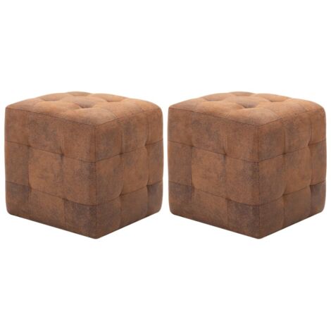vidaXL Pouffe 2 pcs Brown 30x30x30 cm Faux Suede Leather (249014)