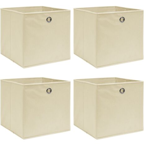 vidaXL Aufbewahrungsboxen 4 Stück Creme 32x32x32 cm Stoff