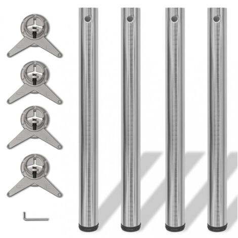 4x höhenverstellbares Tischbein Nickel gebürstet 710 mm vidaXL