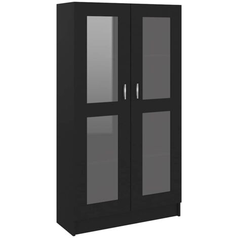 vidaXL Vitrinen-Schrank Schwarz 82,5x30,5x150 cm Ingenieurholz