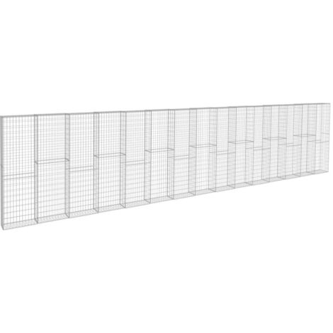 Gabionenwand mit Abdeckungen, verzinkter Stahl 900 x 50 x 200 cm