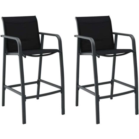 Garten-Barstühle 2 Stk. Schwarz Textilene vidaXL74471 (1/7)