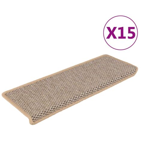 vidaXL Treppenmatten Selbstklebend Sisal 15 Stk. 65x21x4 cm Hellbeige