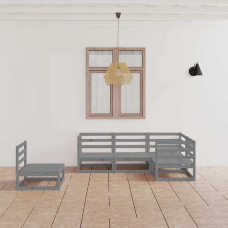 vidaXL 5-tlg. Garten-Lounge-Set Grau Massivholz Kiefer