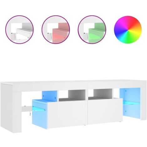 vidaXL TV Cabinet with LED Lights White 140x36,5x40 cm