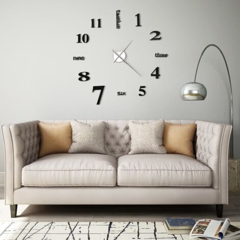 vidaXL Wanduhr 3D Modernes Design 100 cm XXL Schwarz