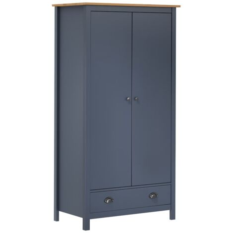 vidaXL Kleiderschrank mit 2 Türen Hill Grau 89x50x170 cm Kiefernholz