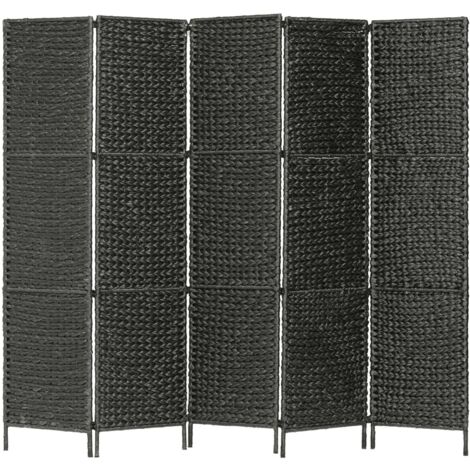 vidaXL 5-Panel Room Divider Black 193x160 cm Water Hyacinth