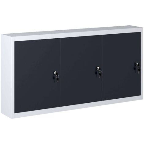 vidaXL Wall Mounted Tool Cabinet Industrial Style Metal Grey and Black