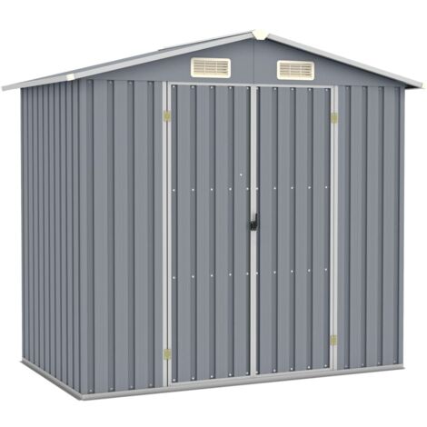 vidaXL Gartenhaus Grau 205x129x183 cm Verzinkter Stahl