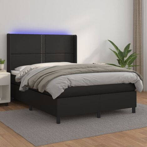 Boxspringbett mit Matratze & LED Schwarz 140x200 cm Kunstleder vidaXL (1/5)
