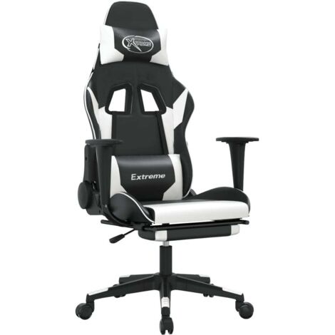 Gaming-Stuhl mit Massage & Fußstütze Schwarz & Weiß Kunstleder vidaXL