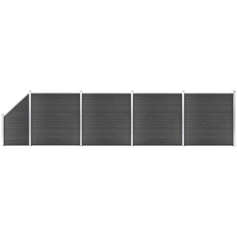 vidaXL WPC Sichtschutzzaun-Set 792x(105-186) cm Schwarz