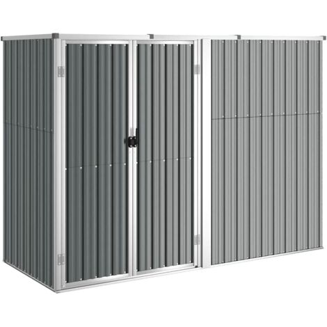 vidaXL Gartenwerkzeugschuppen Grau 225x89x161 cm Verzinkter Stahl