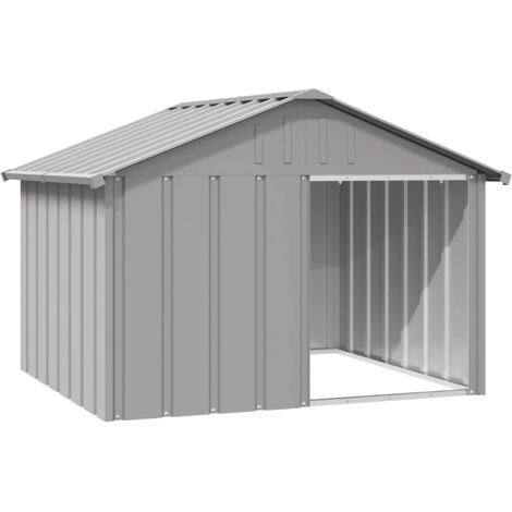 Hundehaus Grau 116,5x103x81,5 cm Verzinkter Stahl