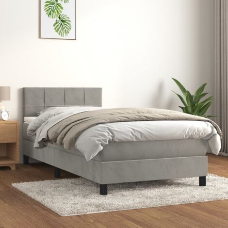vidaXL Lattenrost mit Matratze Grau 80x200 cm Samt (1/5)