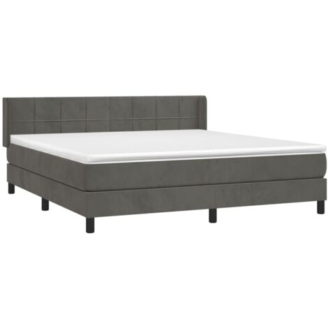 Boxspringbett mit Matratze Dunkelgrau 180x200 cm Samt vidaXL (1/5)