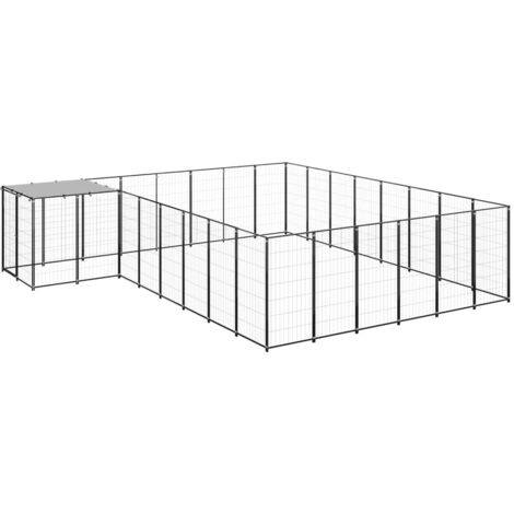 vidaXL Hundezwinger Schwarz 15,73 m² Stahl