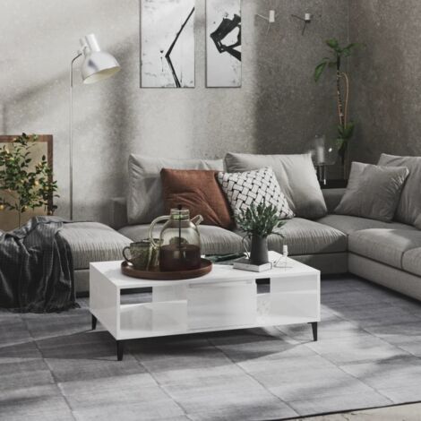 vidaXL Coffee Table High Gloss White 103,5x60x35 cm Engineered Wood