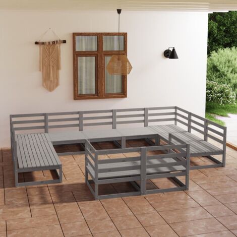 11-tlg. Garten-Lounge-Set Massivholz Kiefer vidaXL