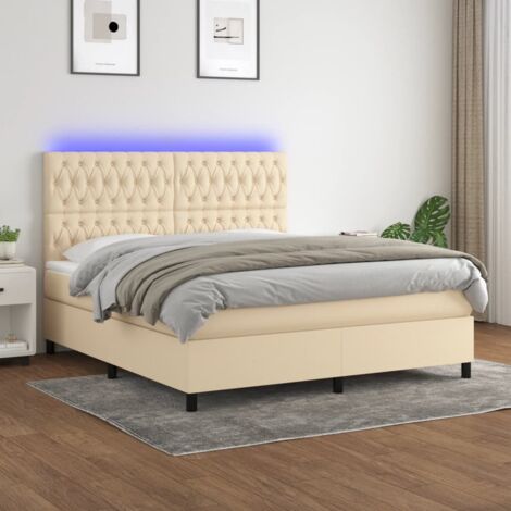 Boxspringbett mit Matratze & LED Creme 160x200 cm Stoff vidaXL (1/5)