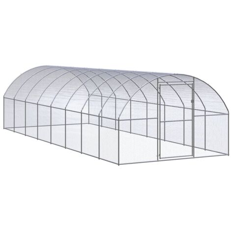 vidaXL Außengehege Hühnerstall 3x8x2 m Galvanisierte Stähle