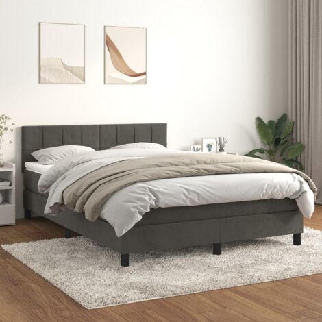 vidaXL Lattenrost und Matratze Grau Dunkel 140x200cm Velvet