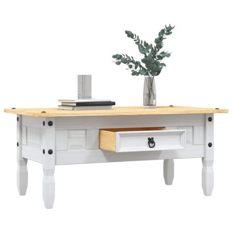 Couchtisch Mexiko-Stil Kiefernholz Weiß 100x55x44 cm vidaXL