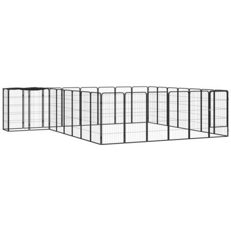 Hundezwinger 30 Panels Schwarz 50x100cm Pulverbeschichteter Stahl
