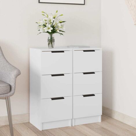 Buffets 2 Stück Weiß 30x30x70 cm aus Spanplatte
