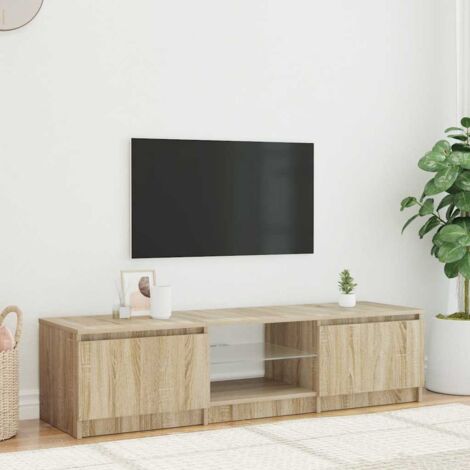 vidaXL TV Cabinet with LED Lights Smoked Oak 140x40x36 cm