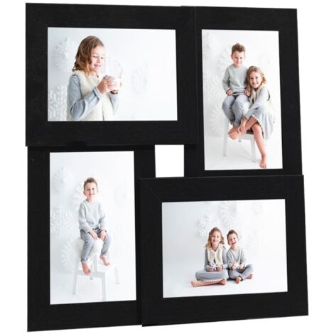 vidaXL Collage Photo Frame for 4x(10x15 cm) Picture Black MDF