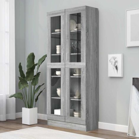 vidaXL Vitrine Sonoma Grau 82,5x30,5x185,5cm