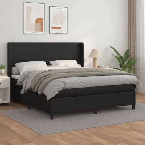 vidaXL Lattenrostbett mit Matratze Schwarz 160x200 cm (1/5)