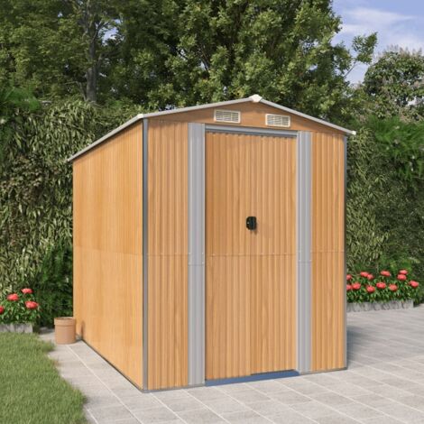 Gartenhaus Hellbraun 192x274x223 cm Aus galvanisiertem Stahl