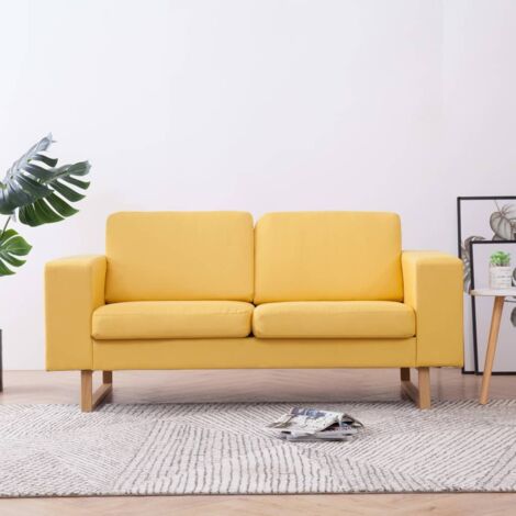 Zweisitzer Sofa aus gelbem Stoff