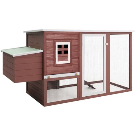 vidaXL Outdoor Chicken Cage Hen House with 1 Egg Cage Brown Wood