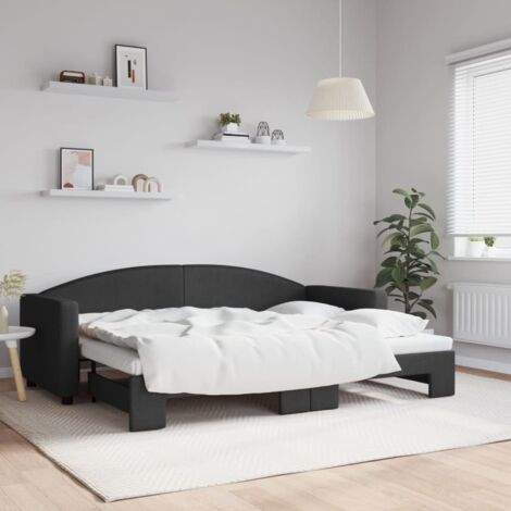 Tagesbett Ausziehbar Schwarz 80x200 cm Stoff vidaXL (1/5)