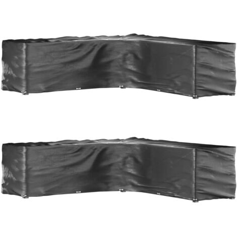 vidaXL L-Shaped Garden Furniture Covers 2 pcs 20 Eyelets 300x300x90 cm