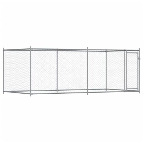 Hundekäfig mit Tür grau 4x2x1,5 m galvanisierter Stahl