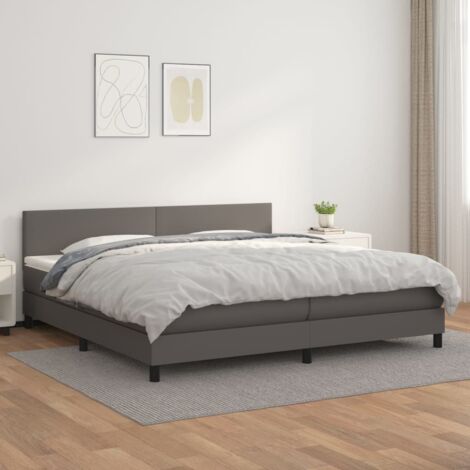 vidaXL Lattenrostbett mit Matratze Grau 200x200 cm Kunstleder (1/5)