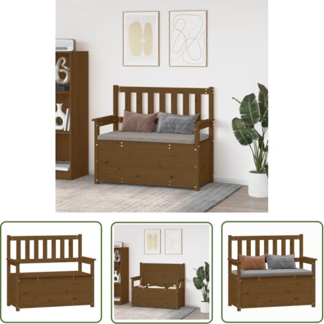 vidaXL Bench Honey Brown 112,5x51,5x96,5 cm Solid Wood Pine
