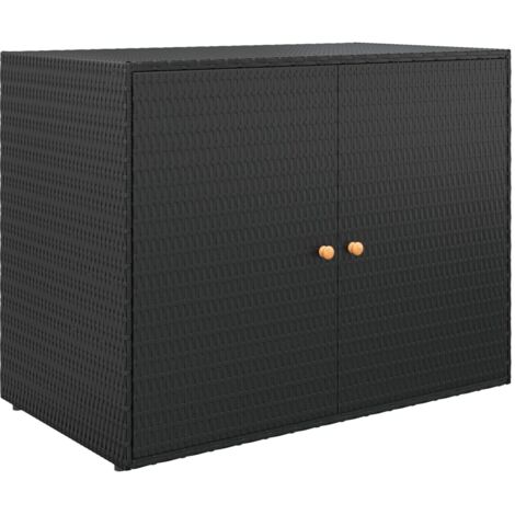 vidaXL Gartenlagerungsschrank Schwarz 100x55,5x80 cm Geflochtene Harz